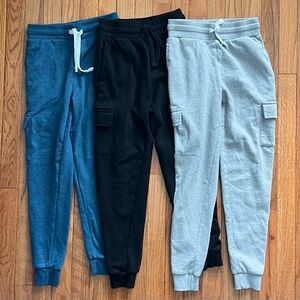 Real Essentials Boys 8-10 fleece Cargo Joggers - Blue, Black, Gray